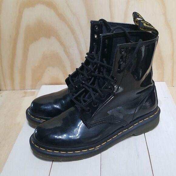 Dr Martens Original Black Patent Leather Lace Up Boot Mens sz 6,Wmn\'s 8 1/2 main image 5